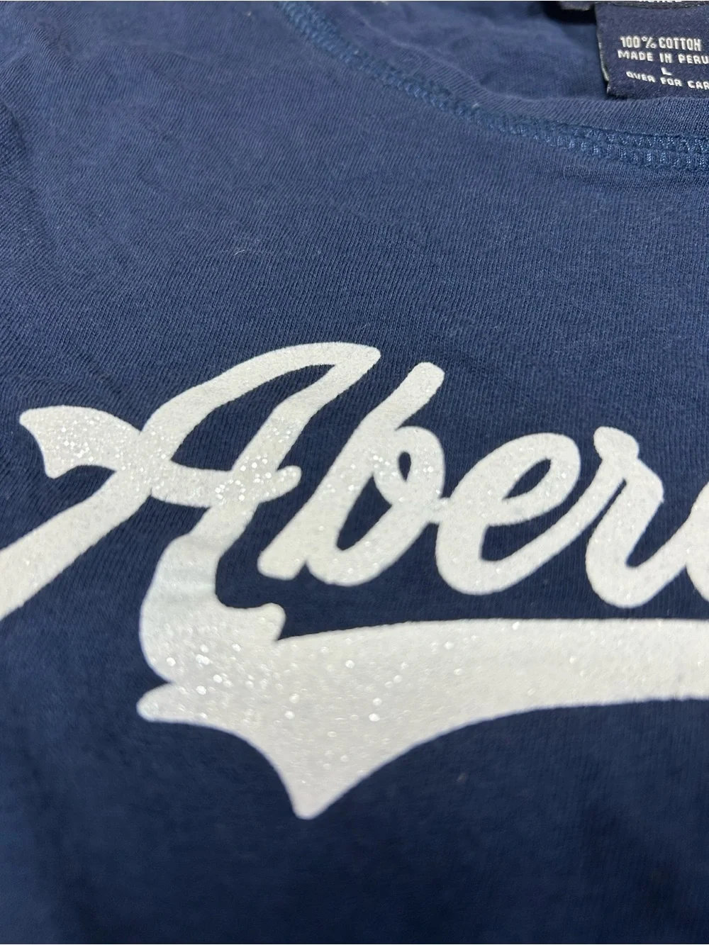 Abercrombie & Fitch Women’s Large L Blue Graphic Crew Neck Vintage 100% Cotton